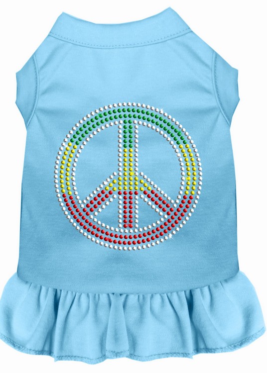 Rhinestone Rasta Peace Dress Baby Blue XS